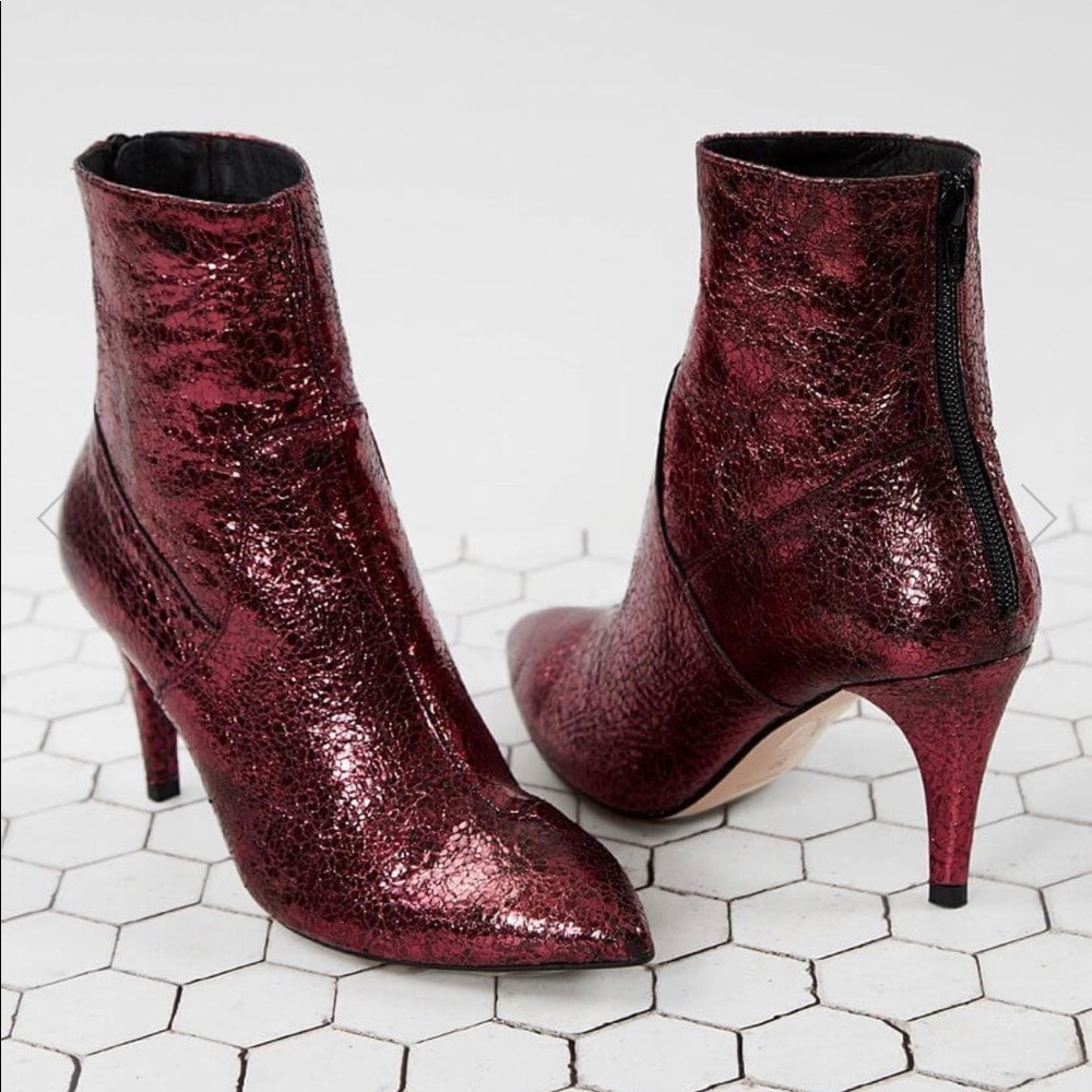 Free People Willa Crackle Leather Ankle Boot, EU41